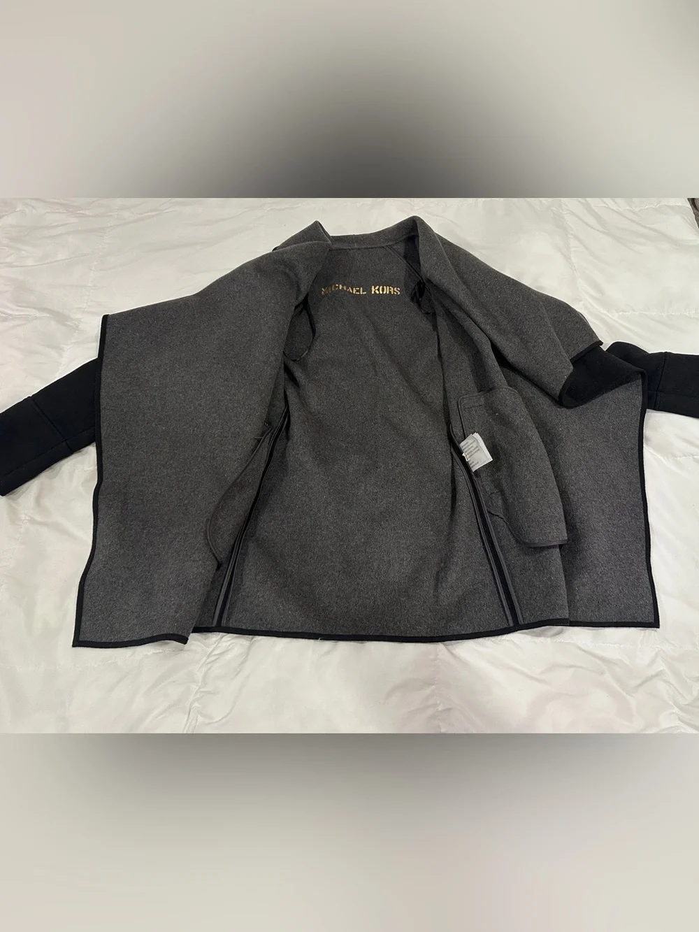 Michael Kors Black Coat with Gray Shawl Collar